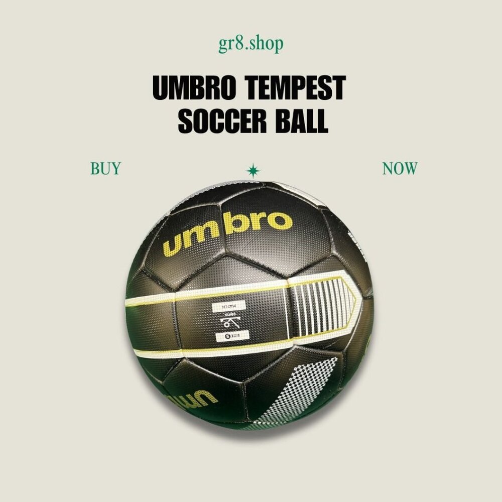 Umbro Tempest Soccer Ball Size 5 Match Standard Durable PU Material Black & Yell